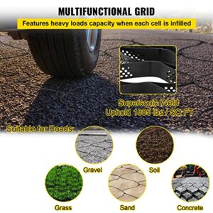 Happybuy Geo Grid Ground Grid 9x17 ft, Geo Cell Grid 2 Inch Thick, Gravel Grid HDPE Material, Ground Stabilization Grid 1885 LBS Per Sq, Tensile Strength Gravel Ground Grid for Slope Driveways, Garden