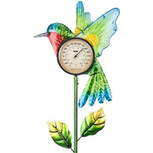 hummingbird outdoor thermometers – metal decorative thermometer outdoor wireless garden stake for outside patio yard lawn decorations