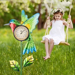 Hummingbird Outdoor Thermometers - Metal Decorative Thermometer Outdoor Wireless Garden Stake for Outside Patio Yard Lawn Decorations
