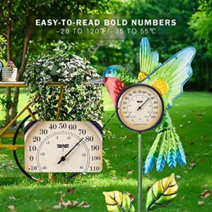 Hummingbird Outdoor Thermometers - Metal Decorative Thermometer Outdoor Wireless Garden Stake for Outside Patio Yard Lawn Decorations