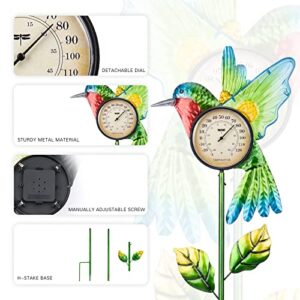 Hummingbird Outdoor Thermometers - Metal Decorative Thermometer Outdoor Wireless Garden Stake for Outside Patio Yard Lawn Decorations
