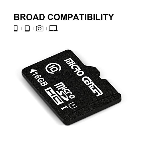 Micro Center 16GB Class 10 Micro SDHC Flash Memory Card with Adapter for Mobile Device Storage Phone, Tablet, Drone & Full HD Video Recording - 80MB/s UHS-I, C10, U1 (10 Pack)