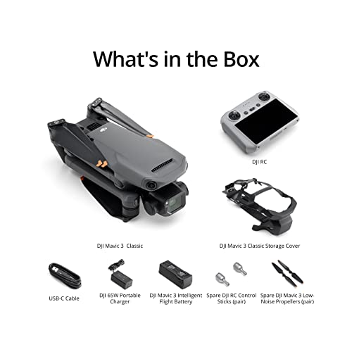 DJI Mavic 3 Classic (DJI RC), Drone with 4/3 CMOS Hasselblad Camera for Professionals, 5.1K HD Video, 46 Mins Flight Time, Omnidirectional Obstacle Sensing, 15km Transmission Range, Smart Return to Home