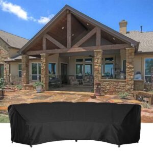 J&C Curved Sofa Cover Outdoor Furniture Covers Waterproof Curved Furniture Cover Heavy Duty Patio Furniture Covers Extra Large U Shaped Sectional Furniture Cover for Winter Lawn Garden