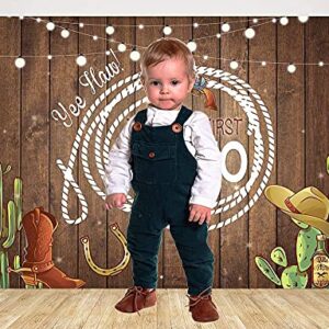 Ticuenicoa This is My First Rodeo 1st Birthday Backdrop Western Cowboy Mexican Cactus Birthday Background for Parties Rustic Wood Baby Shower Backdrops Cake Table Banner Photo Booth Props 5x3ft