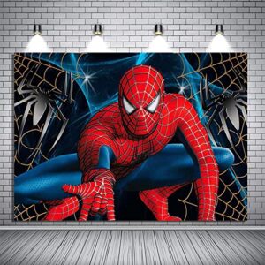 8x6ft spiderman photography backdrops red superhero photo background for baby shower kids happy birthday spiderman decoration cake table banner…