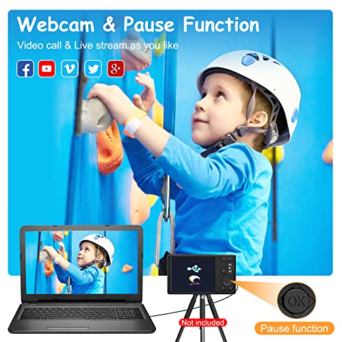 Kids Digital Camera, FHD 1080P Compact Camera 48MP Autofocus 16X Digital Zoom Portable Camera for Boys, Girls,Children,Teenagers,Beginners (with 32GB SD Card and 2 Battery)