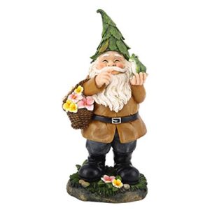 dusvally garden gnome statue outdoor statues vivid statue statuary garden sculptures yard décor,statue with flower basket and frog
