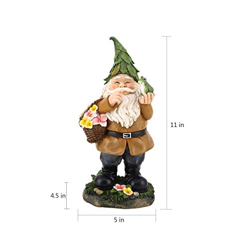 DUSVALLY Garden Gnome Statue Outdoor Statues Vivid Statue Statuary Garden Sculptures Yard Décor,Statue with Flower Basket and Frog