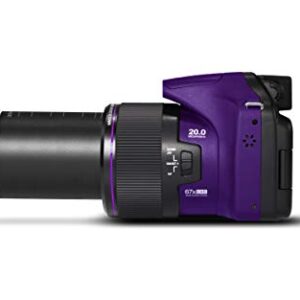 Minolta Pro Shot 20 Mega Pixel HD Digital Camera with 67x Optical Zoom, Full 1080p HD Video & 16GB SD Card (Purple)