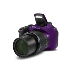 Minolta Pro Shot 20 Mega Pixel HD Digital Camera with 67x Optical Zoom, Full 1080p HD Video & 16GB SD Card (Purple)
