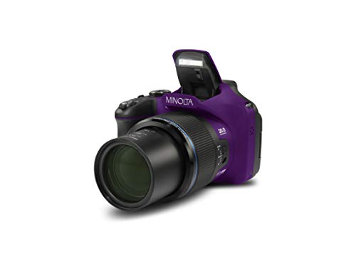 Minolta Pro Shot 20 Mega Pixel HD Digital Camera with 67x Optical Zoom, Full 1080p HD Video & 16GB SD Card (Purple)