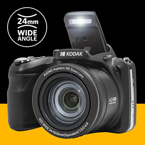 KODAK PIXPRO Astro Zoom AZ425-BK 20MP Digital Camera with 42X Optical Zoom 24mm Wide Angle 1080P Full HD Video Optical Image Stabilization Li-Ion Battery and 3" LCD (Black)