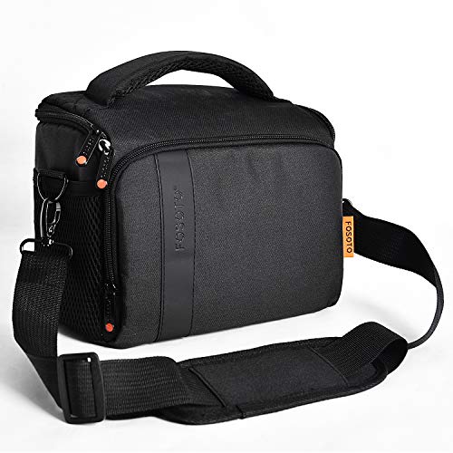 FOSOTO Waterproof (with Rain Cover) Shoulder Camera Case Bag Compatible for Nikon D5600 D750 D3300 Canon Rebel SL2 T7i EOS 80D 60D Sony A77II a68 a99II Travel DLSR SLR Camera Bags