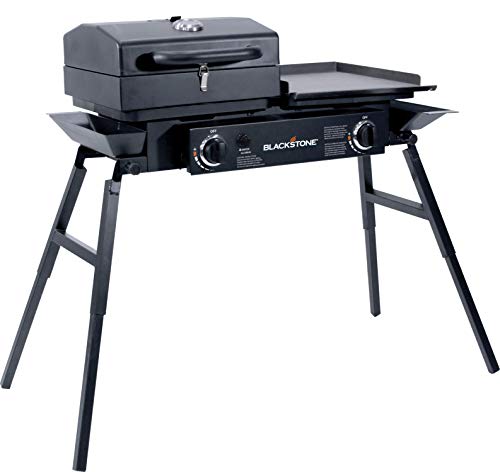 Blackstone Tailgater Stainless Steel 2 Burner Portable Gas Grill and Griddle Combo Total 35,000 BTUs for Indoor or Backyard, Outdoor, Patio, Picnic, Garden Cooking
