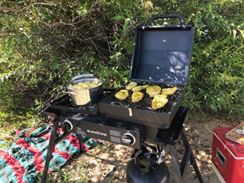 Blackstone Tailgater Stainless Steel 2 Burner Portable Gas Grill and Griddle Combo Total 35,000 BTUs for Indoor or Backyard, Outdoor, Patio, Picnic, Garden Cooking