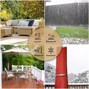 Patio Umbrella Cover Outdoor Waterproof, Simply Shade Market Outside Furniture Parasol Straight Commercial Cover Large with Durable Zipper Rod 420D Oxford for 9 10 11ft Beach Treasure Garden Red