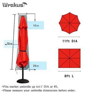 Patio Umbrella Cover Outdoor Waterproof, Simply Shade Market Outside Furniture Parasol Straight Commercial Cover Large with Durable Zipper Rod 420D Oxford for 9 10 11ft Beach Treasure Garden Red