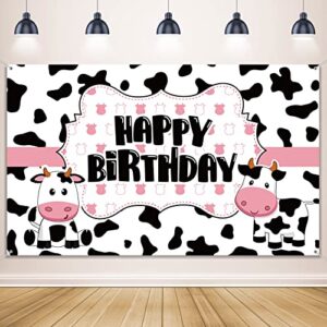 cow birthday party supplies funny cow party decorations backdrop cow themed birthday banner happy birthday photography background for farm birthday party farm animal theme party favors, 71 x 43 inch