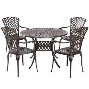 kinger home 5-piece outdoor dining set patio dining set for 4 cast aluminum table and chairs for garden, backyard