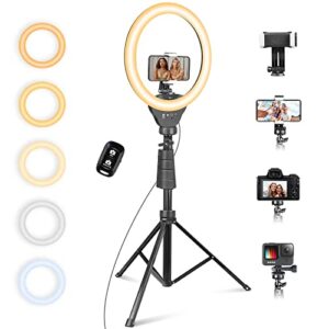 eicaus 12″ ring light with tripod stand and phone holder,selfie led lighting with 62″ phone and stand,circle ringlight for photography,tik tok and youtube,compatible with iphone, android and cameras