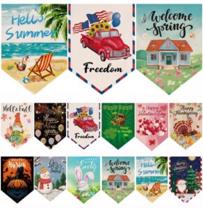 cdlong seasonal garden flag set of 12 double sided 12.5 x 18 inch yard flag,small garden flags for outside, artist rendered christmas spring seasonal flag for outdoor holiday decorations