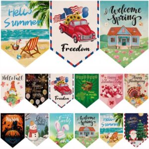 CDLong Seasonal Garden Flag Set of 12 Double Sided 12.5 x 18 Inch Yard Flag,Small garden flags for outside, Artist Rendered Christmas Spring Seasonal Flag for Outdoor Holiday Decorations