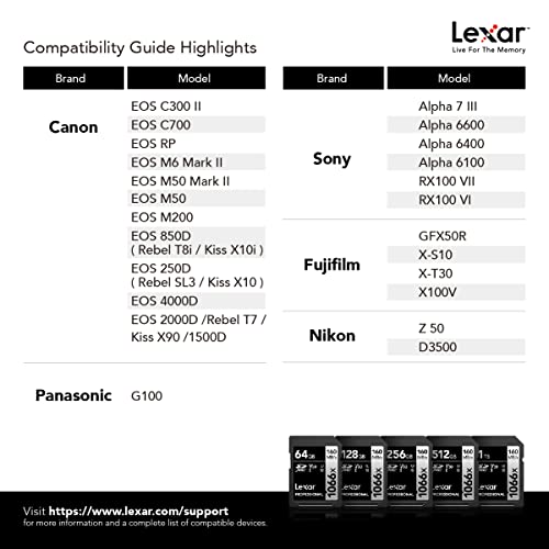 Lexar Professional 1066x 128GB SDXC UHS-I Memory Card SILVER Series, C10, U3, V30, Full-HD & 4K Video, Up To 160MB/s Read, for DSLR and Mirrorless Cameras (LSD1066128G-BNNNU)