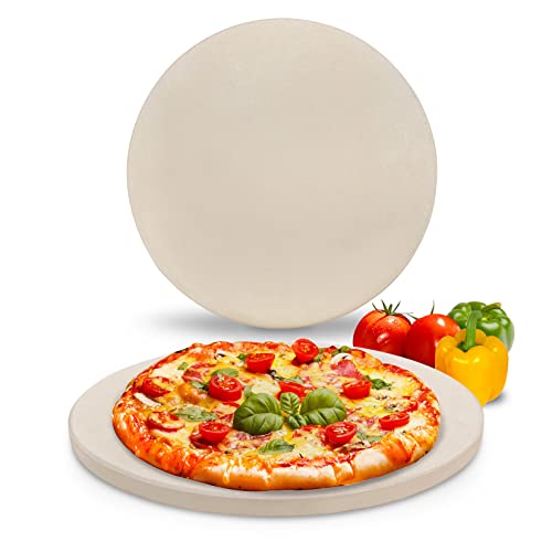 GGC 14 inch Pizza Stone for Ovens, Baking Stone for Grill and BBQ to Cook Perfect Crispy Crust Pizza, Bread and Cookies at Home, Garden and Outdoor, Distributes Heat Evenly Round Pizza Baking Stones