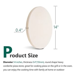 GGC 14 inch Pizza Stone for Ovens, Baking Stone for Grill and BBQ to Cook Perfect Crispy Crust Pizza, Bread and Cookies at Home, Garden and Outdoor, Distributes Heat Evenly Round Pizza Baking Stones