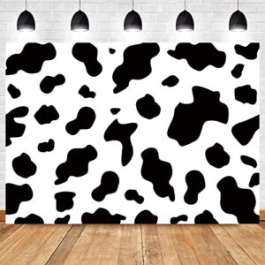 Art Studio 7x5FT Soft Fabric Cow Party Photography Backdrops Black and White Cows Farm Happy Birthday Photo Background Kids Baby Shower Banner Cake Table Decoration Studio Props