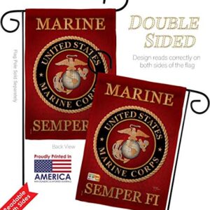 Marine Corps Burlap Garden Flag Set with Stand Armed Forces USMC Semper Fi United State American Military Veteran Retire Official Small Gift Yard House Banner Double-Sided Made In USA 13 X 18.5