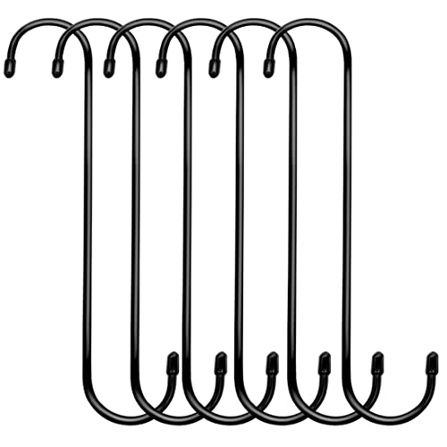 Lchkrep Plant Hooks 6 Pack 10 inch Black,Large Plant Hanger S Hook Garden Hooks for Plants, Hanging Baskets,Flower, Pergola,Garden,Patio,Kitchen,Indoor Outdoor Uses (Black-10inch)