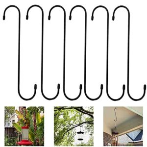 Lchkrep Plant Hooks 6 Pack 10 inch Black,Large Plant Hanger S Hook Garden Hooks for Plants, Hanging Baskets,Flower, Pergola,Garden,Patio,Kitchen,Indoor Outdoor Uses (Black-10inch)