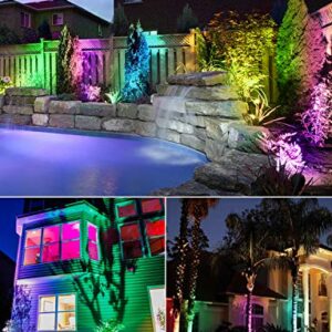 SUNVIE 24 Pack RGBW Low Voltage Landscape Lights, 12W LED Color Changing Landscape Lighting with Remote Control and Wire Connectors, AC/DC 12V-24V Waterproof Outdoor Spotlight for Yard Garden Pathway