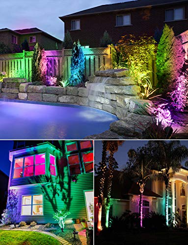 SUNVIE 24 Pack RGBW Low Voltage Landscape Lights, 12W LED Color Changing Landscape Lighting with Remote Control and Wire Connectors, AC/DC 12V-24V Waterproof Outdoor Spotlight for Yard Garden Pathway