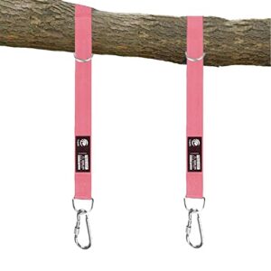 tree swing hanging strap – 5ft swing straps outdoor suspension accessories kit, holds 2200lbs with stainless carabiners, easy installation, perfect for baby/garden/toddler swing (pink)