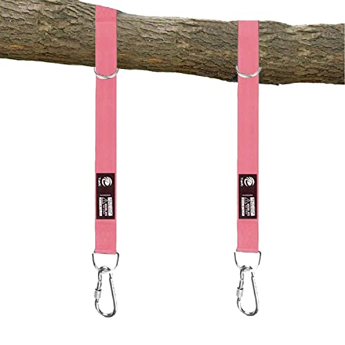 Tree Swing Hanging Strap - 5ft Swing Straps Outdoor Suspension Accessories Kit, Holds 2200lbs with Stainless Carabiners, Easy Installation, Perfect for Baby/Garden/Toddler Swing (Pink)