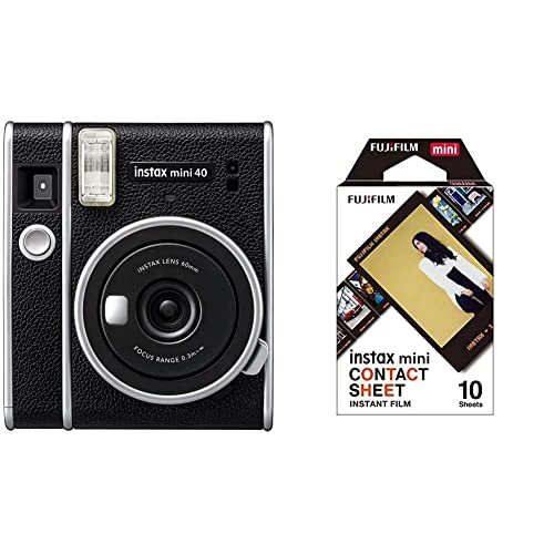 Fujifilm Instax Mini 40 Instant Camera with Fujifilm Instax Mini Contact Sheet Film - 10 Exposures Bundle (600022193)