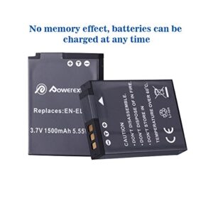 Powerextra 2 x EN-EL12 Battery Compatible with Nikon Coolpix A1000, B600, AW100, AW110, P300, S630, S640, S6000, S6100, S6150, S6200, S6300, S8000, S8100, S8200, S9050, S9100, S9200, S9300, S9500