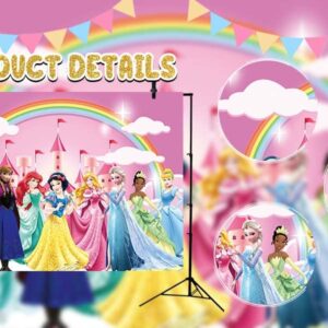 Princess Rainbow Backdrop Dreammy Pink Castle Shining Photography Background Girl Children Baby Shower Birthday Party Decoration Photo Studio Booth Props 7x5FT