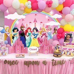 Princess Rainbow Backdrop Dreammy Pink Castle Shining Photography Background Girl Children Baby Shower Birthday Party Decoration Photo Studio Booth Props 7x5FT
