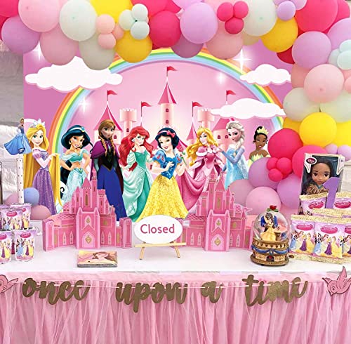 Princess Rainbow Backdrop Dreammy Pink Castle Shining Photography Background Girl Children Baby Shower Birthday Party Decoration Photo Studio Booth Props 7x5FT