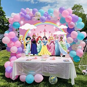 Princess Rainbow Backdrop Dreammy Pink Castle Shining Photography Background Girl Children Baby Shower Birthday Party Decoration Photo Studio Booth Props 7x5FT