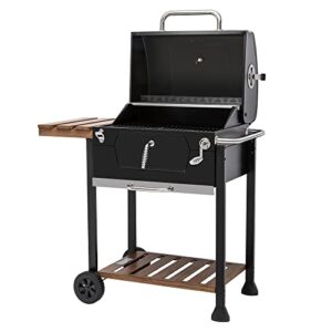 Royal Gourmet CD1824M 24-Inch Charcoal, BBQ Smoker with Handle and Folding Table, Perfect for Outdoor Patio, Garden and Backyard Grilling, Black