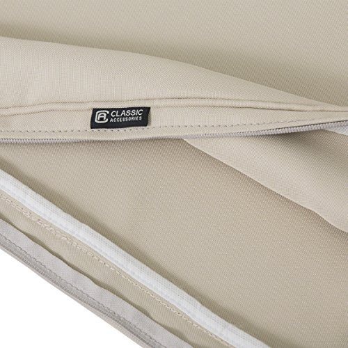 Classic Accessories Montlake FadeSafe Water-Resistant 72 x 21 x 3 Inch Outdoor Chaise Lounge Cushion Slip Cover, Patio Furniture Cushion Cover, Antique Beige, Patio Furniture Cushion Covers