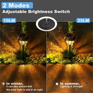 VOLISUN Solar Pathway Lights Outdoor,25 Lumens 6-Pack Solar Outdoor Light,3000K Warm White IP65 Metal and Glass Solar Garden Light Landscape Pathway Light for Walkway Driveway(Adjustable Brightness)