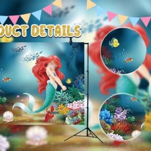 TXUE Mermaid Backdrop Under The Sea Little Mermaid Photography Background Mermaid Princess Girls Birthday Party Cake Table Decorations Supplies cy208 Background 7x5FT