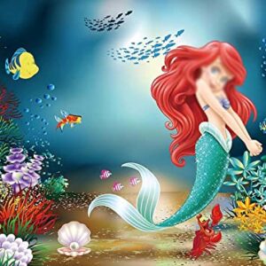 TXUE Mermaid Backdrop Under The Sea Little Mermaid Photography Background Mermaid Princess Girls Birthday Party Cake Table Decorations Supplies cy208 Background 7x5FT