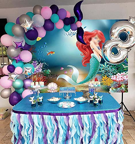 TXUE Mermaid Backdrop Under The Sea Little Mermaid Photography Background Mermaid Princess Girls Birthday Party Cake Table Decorations Supplies cy208 Background 7x5FT